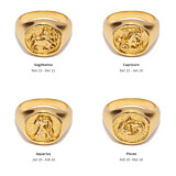 NU & MII Zodiac Signet Gold Ring