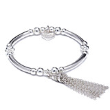 Indah Tassel Silver Charm Bracelet