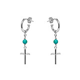 NU & MII Turquoise Cross Silver Earrings