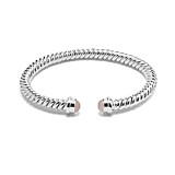 Rose Quartz Twirl Silver Bangle