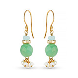 Outlet Precious Dangle Gold Plated Earrings - Jade