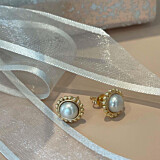 Pearl Gold Plated Stud Earrings