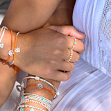 Daisy Chain Silver Ring - Orange