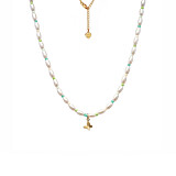 Papillon Pearl Gold Plated Necklace -  Turquoise
