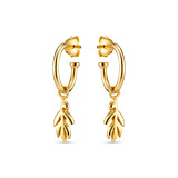 Olive Leaf Hoop Gold Plated Earrings