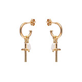 Outlet NU & MII Pearl & Cross Hoop Gold Plated Earrings