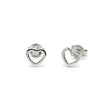 Open Heart Silver Stud Earrings
