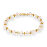 Fiore Chip Gold Plated Charm Bracelet - Rose Quartz