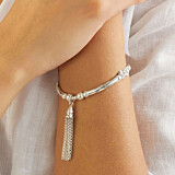 Indah Tassel Silver Charm Bracelet