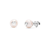 Pearl Heart Silver Stud Earrings