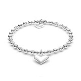 Mini Orchid Sterling Silver Charm Bracelet - Solid Heart