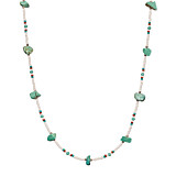 Summer Rainbow Silver Necklace - White & Turquoise