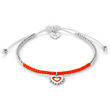 Outlet Enamel Heart Silver Friendship Bracelet - Choice of Colour