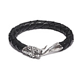 42 Men's Tiger and Tail Silver Leather Bracelet