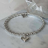 Mini Orchid Sterling Silver Charm Bracelet - Solid Heart