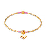 Piccolo Neon Pink Gold Plated Charm Bracelet - Choice of initial