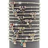Personalised Zodiac Tag and Birthstone Bracelet - Sterling Silver