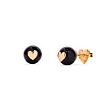 Black Onyx Heart Gold Plated Stud Earrings
