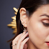 Labradorite Gold Plated Hoop Earrings