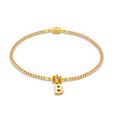 Piccolo Neon Yellow Gold Plated Charm Bracelet - Choice of initial