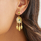 Outlet Turquoise Dreamcatcher Gold Earrings