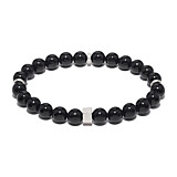 42 Men's Black Tourmaline Grounding Silver Bracelet