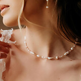 Baroque Pearly Blush Silver Necklace