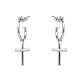 NU & MII Hoop with Cross Silver Earrings