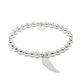 Indigo Silver Charm Bracelet - Angel Wing
