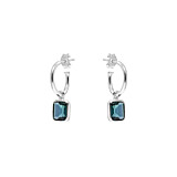 NU & MII Manhattan Silver Hoop Earrings - Green Crystal