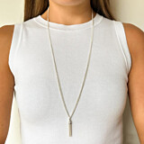 Double Chain Silver Necklace - Tassel