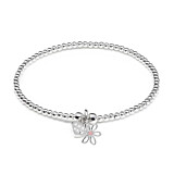 Santeenie Silver Enamel Flower Heart Charm Bracelet - Choice of Colour