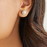 Outlet Pearl Silver Stud Earrings