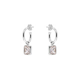 NU & MII Manhattan Silver Hoop Earrings - Clear Crystal