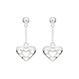 Multi Heart Silver Dangle Earrings