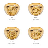 NU & MII Zodiac Signet Gold Ring