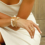 Toggle Pearl Gold Plated Bracelet - Cream Pearl
