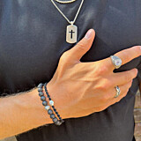 42 Men's Nugget Friendship Silver Bracelet - Black