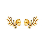 Olive Leaf Gold Plated Stud Earrings