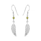 Feather Gem Silver Earrings  - Choice of Colour