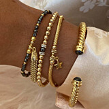 Hematite Twirl Gold Bangle
