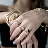 NU & MII Black Signet Gold Plated Ring