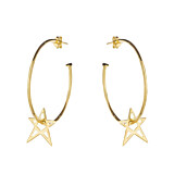 Outlet Star Hoop Gold Earrings