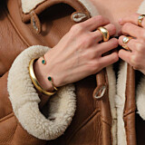 NU & MII Jade Oval Gold Plated Bangle