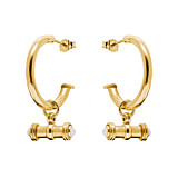 Solid Bar Gold Plated Hoop Earrings - Moonstone