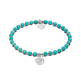 Turquoise Mini Orchid Silver Charm Bracelet - Spiral