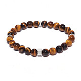 42 Men's Yellow Tiger's Eye Confidence Silver Bracelet