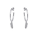 Feather Hoop Silver Earrings