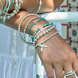 Orchid Tassel Silver Charm Bracelet