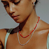 NU & MII Boho Silver Necklace - Red Bamboo